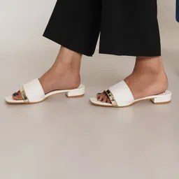 FABBHUE No Back Strap Open Toe Flats image 2