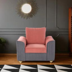 casacraft from pepperfry Elysia Water Repellant Velvet 1 Seater Sofa In Blush Pink And Fossil Grey Color-picture-19