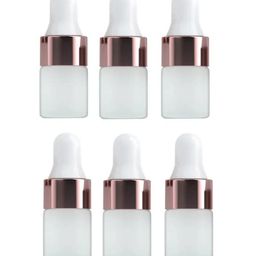 jarbazaar [ set of 6 pcs 5 ml tiny mini frosted dropper bottle, with rose gold droppers, for diy serums, oils, skincare products and sample container image 1