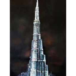 Inephos Grey & Black Canvas Beautiful Burj Khalifa Architectural Art Wall Painting-picture-37