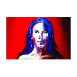 Inephos Red & Blue Canvas Beautiful Lady Painting Wall Art-1
