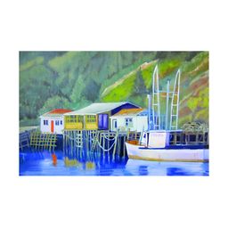 Inephos Blue & Green Canvas Lake Houses Painting Wall Arts-image-96