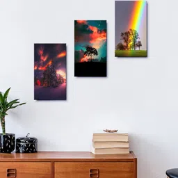 999Store Multicoloured Set Of 3 Landscape With Rainbow Wall Painting Frames-23