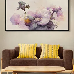 999Store Beige & Lavender Flower With Leaf Modern Art Canvas Wall Painting-image-43