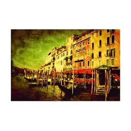 Inephos Yellow & Green Vintage Venice Italy Canvas Painting Wall Art-image-59