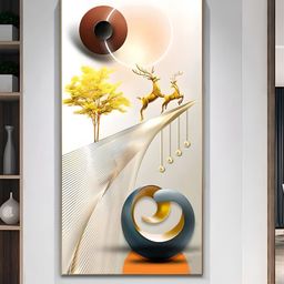 THE HANDMADE FLAIR White & Gold Toned Wooden Framed Canvas Painting Wall Art-image-12