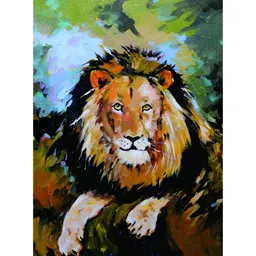 Inephos Brown & White Canvas Birds and Animals Beautiful Lion Wildlife Wall Painting-image-72