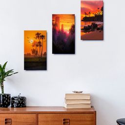 999Store Set of 3 Multicolored Sunset Wall Paintings-27