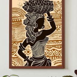 Art Street Beige & Black African Lady Canvas Painting Wall Art-image-96