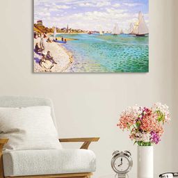 Art Street Blue & White Regatta at Sainte-Adresse Canvas Painting Wall Art-image-81
