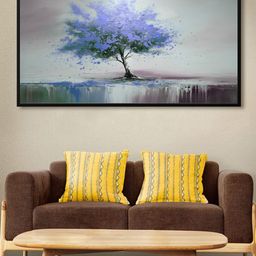 999Store Blue & Grey Tree Oil Modern Art Canvas Wall Painting-image-11