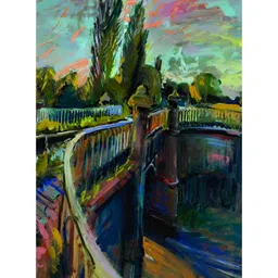 Inephos Green & Blue Birmingham Canvas Painting Unframed Wall Art-image-81