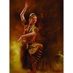 Inephos Yellow & Nude-Coloured Canvas Wall Painting-image-60