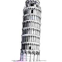 Inephos White & Black Canvas Leaning Tower Of Pisa Painting Wall Art-image-39