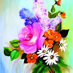 Inephos Blue & Green Floral and Botanical Canvas Painting Unframed Wall Art-image-55