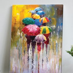 Art Street Yellow & Green Umbrella Canvas Painting Wall Art-1