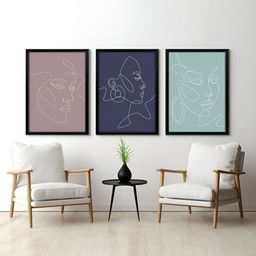 RANDOM Grey & Green 3 Pieces Printed Painting Wall Art-12