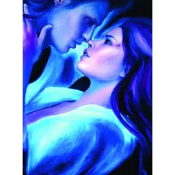 Inephos Blue & Black Twin Flame Love Couple Canvas Painting Wall Art-2