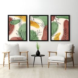 RANDOM Black & Green 3 Pieces Floral Printed Painting Wall Art-image-47