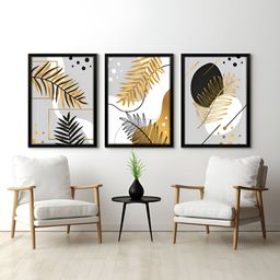 RANDOM White & Black 3 Pieces Floral Printed Painting Wall Art-47