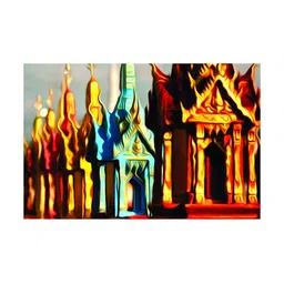 Inephos Yellow & Blue Canvas Visual Arts Wall Painting-picture-52