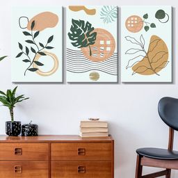 999Store Set Of 3 White & Pink Leaves Painting Framed Wall Art-image-60