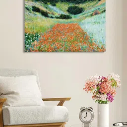 Art Street Green & Red Poppy Field In A Hollow Near Giverny Canvas Painting Wall Art-image-64
