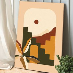 Art Street Beige & Green Boho Tropical Canvas Painting Wall Art-10
