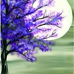 Inephos Purple Canvas Tree At Night Painting Wall Arts-image-3