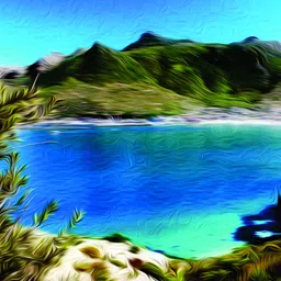 Inephos Blue & Green Canvas Abstract Nature Art Wall Painting-10
