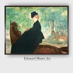 The Art House Green & Brown The Horsewoman Wooden Framed Canvas Painting Wall Art-image-85