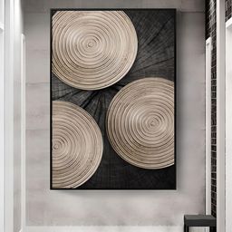 THE HANDMADE FLAIR Khaki Wood Tree Rings Wall Art-image-35
