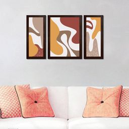 WENS Set Of 3 White and Yellow Wall Art Framed Painting-27