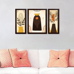 WENS Set Of 3 Admire with Flowers' Framed Painting Wall Art-102