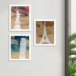 Art Street White & Brown Floral and Botanical Printed Set of 3 Wall Art-image-60