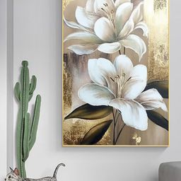 Art Street White & Beige Flower Framed Canvas Painting  Wall Art-image-51