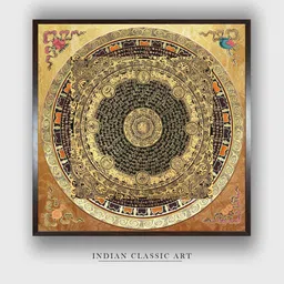 INDIAN CLASSIC ART Beige & Black Mandala Wall Art-picture-46