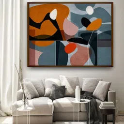 The Art House Orange & Blue Abstract Printed Canvas Painting Wall Art-1