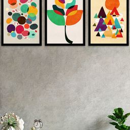 Art Street Set Of 3 Multicoloured Floral Theme Wall Art-26