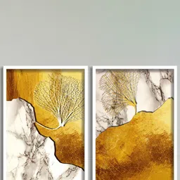 SAF Yellow & Brown 2-Pieces Nature Art Printed Framed Wall Art-2