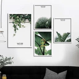 SAF Pack Of 4 White & Green Printed Framed Wall Art-image-9