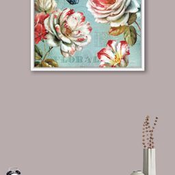 Art Street Blue & Green Floral Theme Canvas Painting Framed Wall Art-image-71