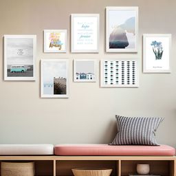 Art Street White & Blue 8 Pcs Printed Travel Geometric Framed Wall Art-23