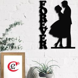 eCraftIndia "Forever Couple" Black Engineered Wood Cutout Wall Art-image-56