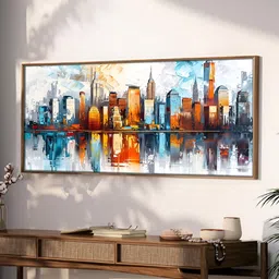 Art Street White & Blue 1 Piece Canvas Abstract Wall Paintings-image-89