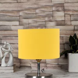Devansh Yellow Steel Table Lamp With Cotton Shade-41