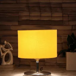 Devansh Yellow Steel Table Lamp With Cotton Shade image 2