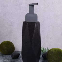Kuber Industries Black Textured Ceramic Liquid Soap Dispenser 400 ml-54