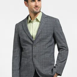 SELECTED Checked Single-Breasted Notched Lapel Collar Slim-Fit Formal Blazer-picture-11