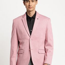 Turtle Men Pink Single Breasted Self Design Casual Blazers-80